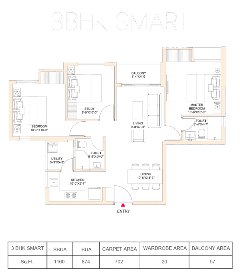 3BHK Smart Plan at DTC Still Waters